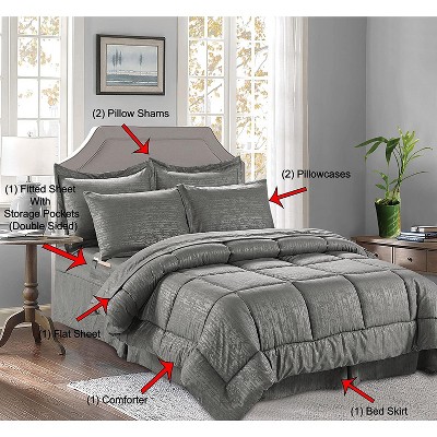Elegant Comfort Luxurious Includes Bed Sheet Set with Double Sided Storage Pockets Softest Coziest 10-PIECE Infinity Design Comforter Set