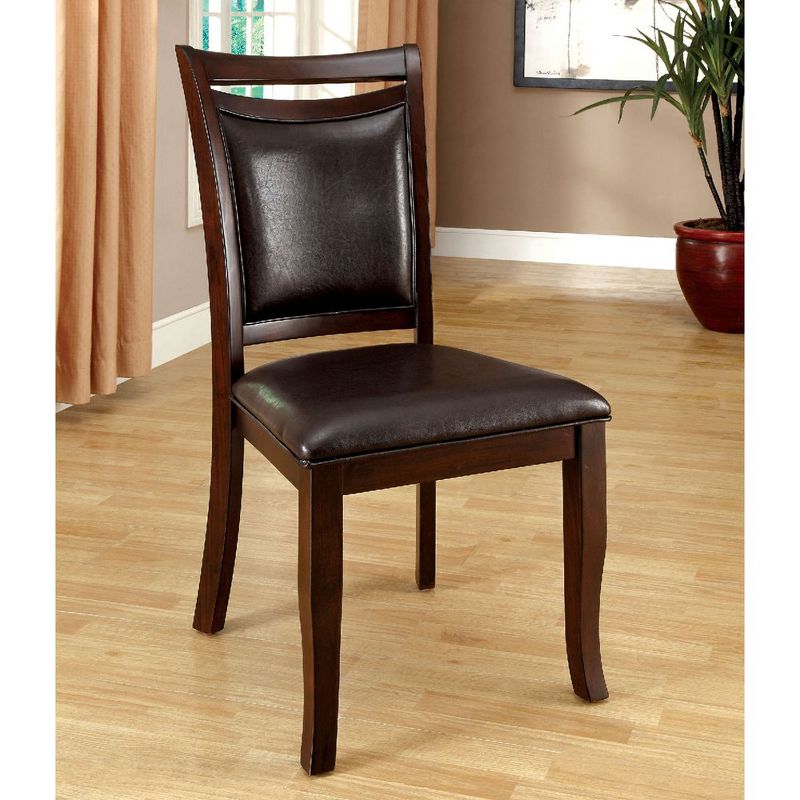 Simple Relax Set of 2 Padded Leatherette Dining Side Chairs in Dark Cherry and Espresso, 2 of 5