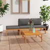 vidaXL Patio Lounge Set in Solid Teak Wood - 4 Piece Outdoor Furniture with Gray Cushions, Table & Footrest - Perfect for Garden, Terrace, Patio - 2 of 4