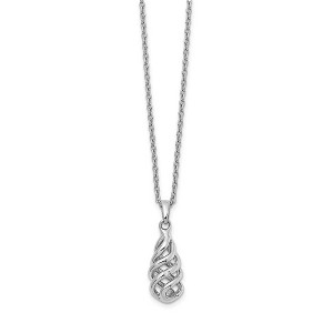 Black Bow Jewelry Diamond Accent Spiral Necklace in Rhodium Plated Silver, 18-20 Inch - 1 of 4
