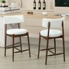 Kitchen Island Wood Bar Stools Set of 2, Modern Upholstered Fabric Bar Chairs with Rubberwood Frame and Footrest for Dining Room-Koiai - 2 of 4