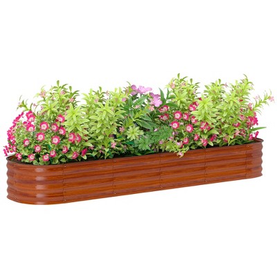 Outsunny Galvanized Raised Garden Bed Kit, Metal Planter Box with Safety Edging
