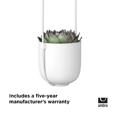 White Ceramic Bowl-Shaped Hanging Planter