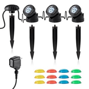 3pk LED Submersible Light with Photocell & Transformer - Alpine Corporation: Weather-Resistant - 1 of 4