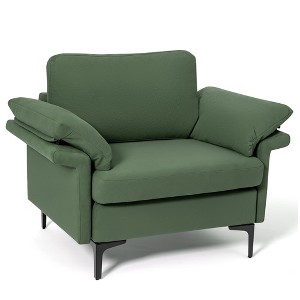 Costway Modern Fabric Accent Armchair Upholstered Single Sofa w/ Metal Legs Rust Red\Green - 1 of 4