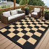 Outdoor Patio Rug Reversible Mats Plastic Straw Rug Waterproof Carpet Modern Plaid Mat for RV Backyard Deck Picnic Beach Camping - 2 of 4