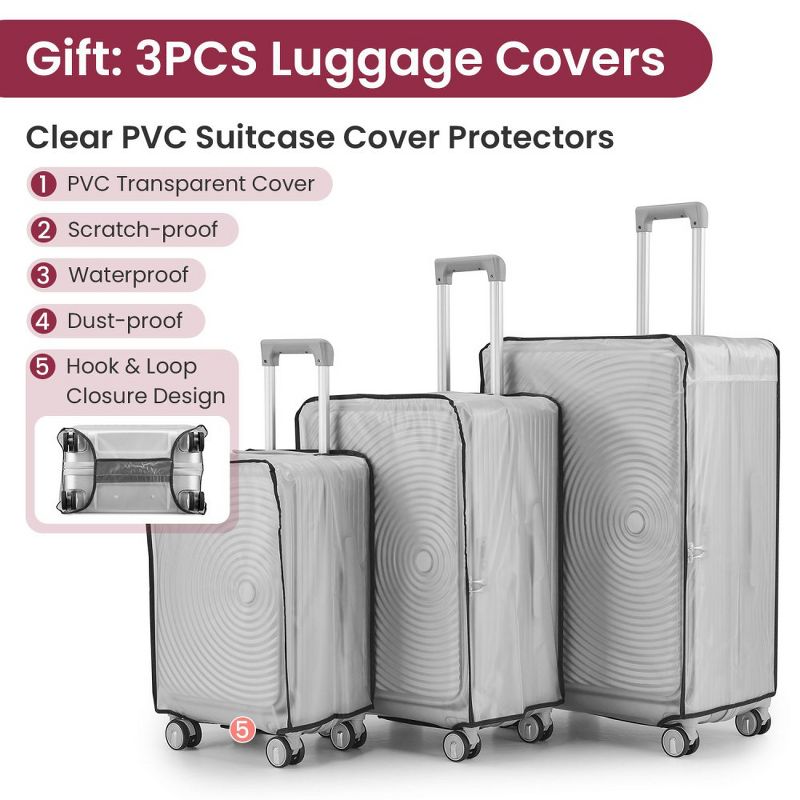 Luggage Sets 3 Piece(20/24/28), Expandable Carry On Luggage with TSA Lock Airline Approved, 100% PC Hard Shell and Lightweight Suitcase, 5 of 6