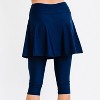 Calypsa Women's Chlorine Resistant High Waisted Flared Swim Skort With attched Capri Leggings - 2 of 4