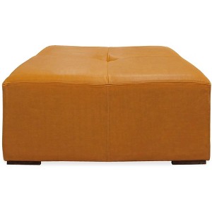 HomeRoots 36" Orange Genuine Leather And Solid Wood Square Cocktail Table - 1 of 4