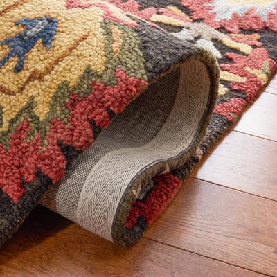 Handmade Charcoal Blossom Tufted Wool Rug 6' x 9'