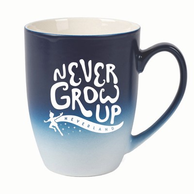 Elanze Designs Never Grow Up Neverland Two Toned Ombre Matte 10 ounce New Bone China Coffee Tea Cup Mug, Navy Blue and White