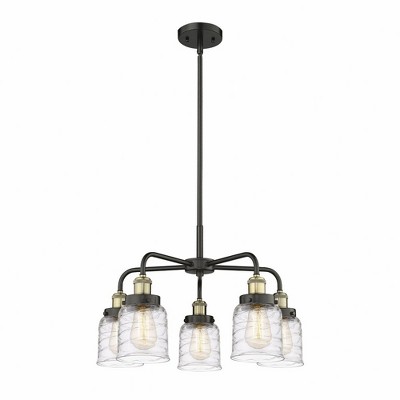 Bell - 5 Light Stem Hung Chandelier In Art Deco Style-14.75 Inches Tall and 23 Inches Wide