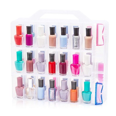 Glamlily Clear Nail Polish Caddy Holder for 48 Bottles and Nail Tools (13.78 x 13.39 x 3.15 In)