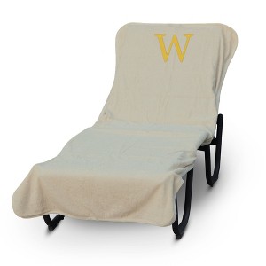 BC BARE COTTON Luxury Hotel & Spa Monogrammed Pool Chaise Lounge Cover, Standard Size 90 X 29 Inches - Beige - Gold Block - 1 of 4