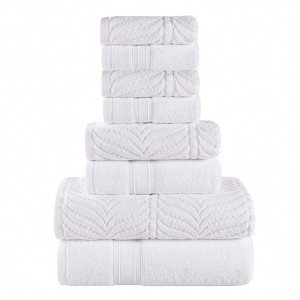 Chevron Zero Twist Cotton Solid and Jacquard Hand Towel Set of 6 by Blue Nile Mills - 1 of 4