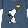 Girls' - Peanuts - Snoopy Rainbow Heart Graphic Short Sleeve Fleece Dress - 2 of 4