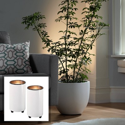 White Mini Cylinder Uplight Accent Spot Lights Set of 2