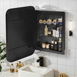 CSBDHOME 16"W x 24" H Recessed Framed Medicine Cabinet With LED Lights - 1 of 4