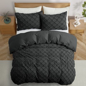 Peace Nest Tufted Clipped Jacquard Geometric Duvet Cover & Pillowcase Set - 1 of 4