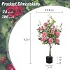 Set of 2 Artificial Rose Trees with Green Leaves, Suitable for Living Room, Office, Home, and Outdoor/Indoor Decoration, 4FT - 3 of 4
