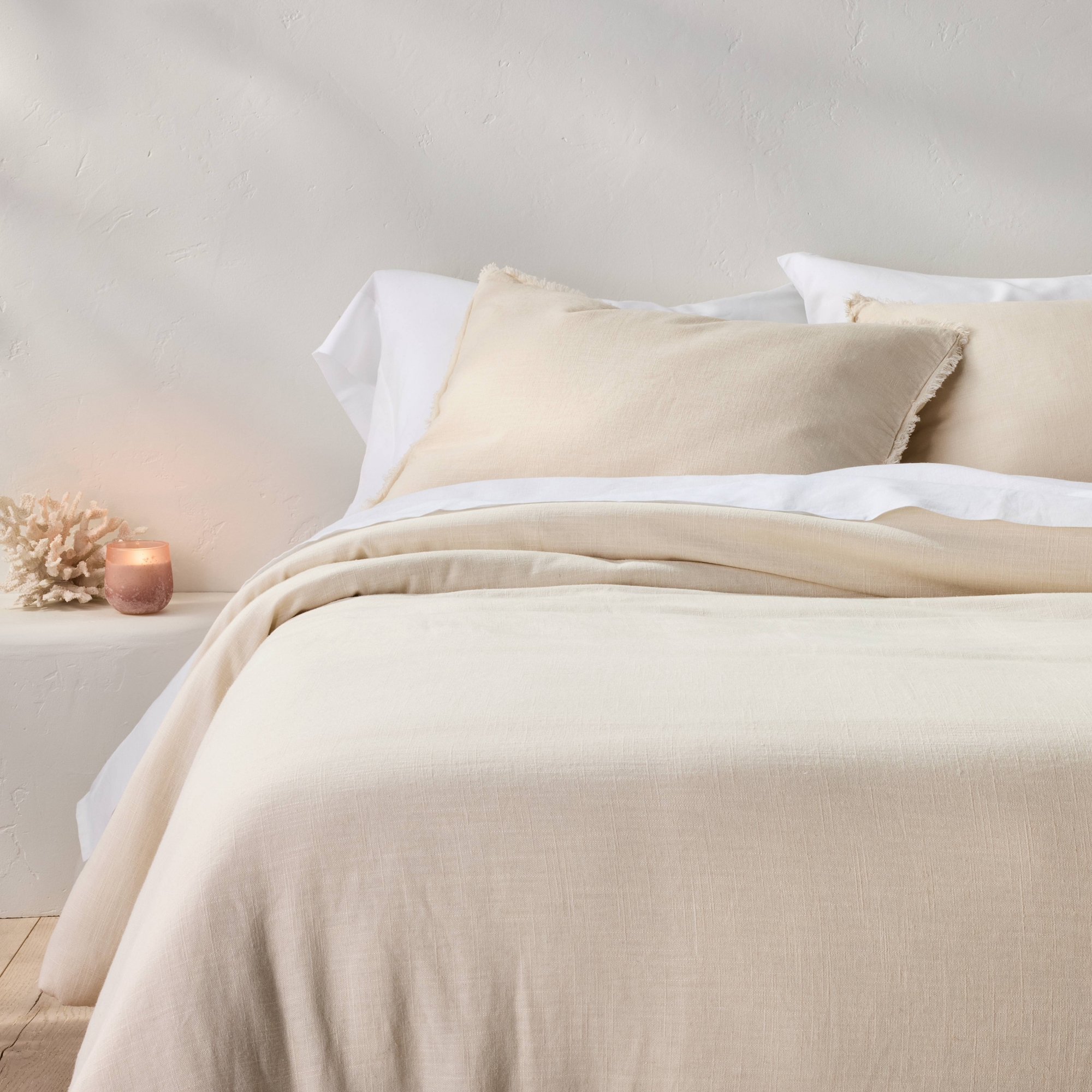 Full/Queen Heavyweight Linen Blend Comforter & Sham Set Natural - Casaluna™