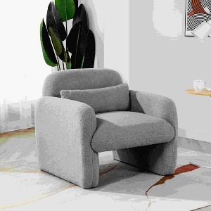 Racxily Stylish Minimalist Teddy Fleece Armchair - Cozy Accent Chair with Pillow,Easy Assembly for Living Room/Bedroom, Gray Teddy Fleece Chair - 1 of 4
