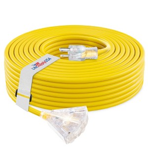 LifeSupplyUSA 12 Gauge 3-Outlet Power Extension Cord Outdoor & Indoor Waterproof Cable SJTW 12/3 ETL Listed - 1 of 4