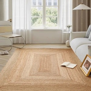 Racxily Area Rug, Braided Jute Rug for Living Room, Bedroom, Playroom, Off-White - 1 of 4