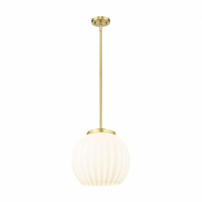 White Venetian - 1 Light Stem Hung Pendant In Modern Style-17 Inches Tall and 13.75 Inches Wide