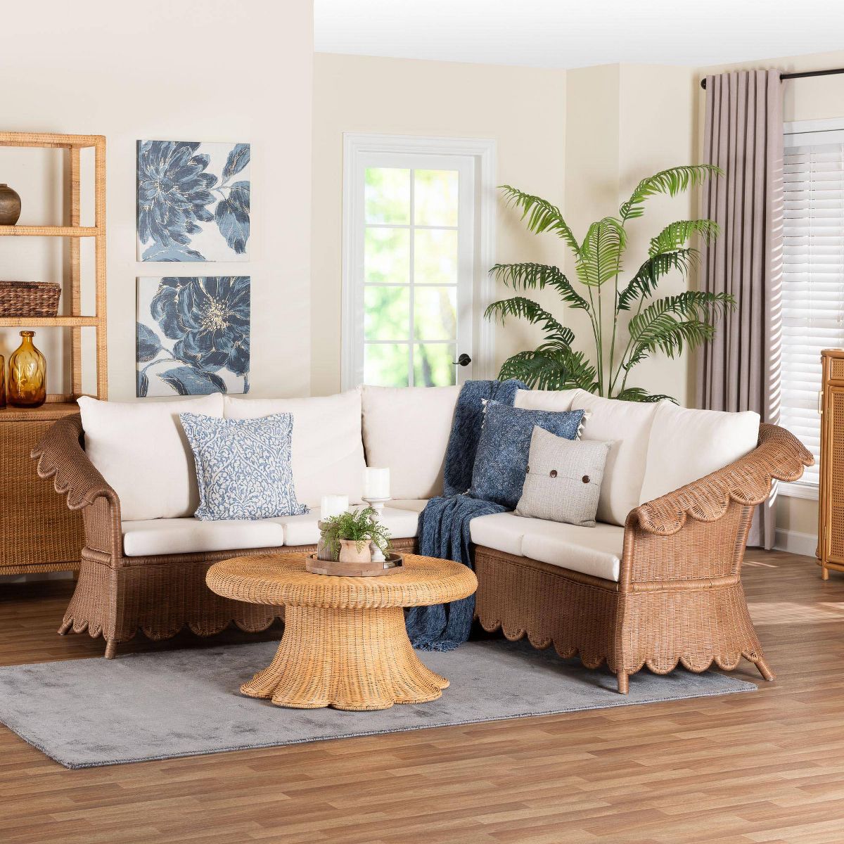 bali & pari Detta Natural Rattan 3  Piece Sectional Set Peanut Brown - thumbnail 2