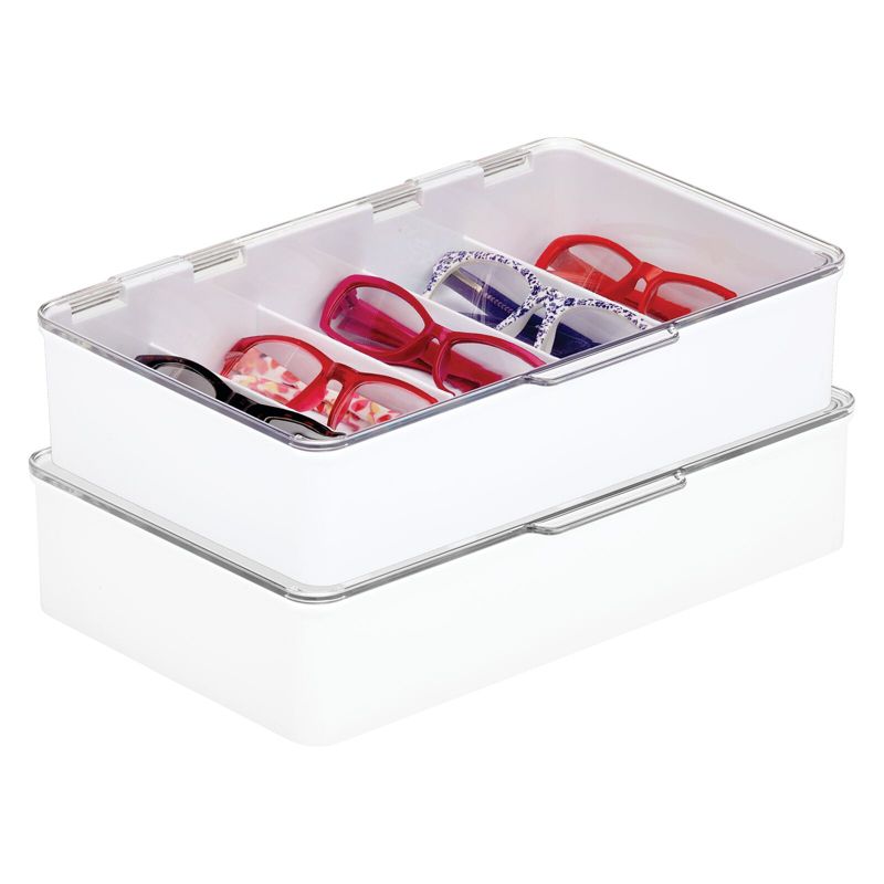 mDesign Plastic Stackable Eyeglass Storage Organizer, 5 Sections, 1 of 10