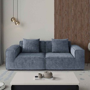 2-Seat Combo Modular Sofa, Oversized Sofa with Deep Seat and Wide Armrests, Sofa with Corduroy Velvet Fabric and Foam Filling-Baofuwish - 1 of 4