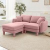 Boucle Fabric 2-Seater Loveseat L-Shaped Sectional Sofas with Shell-Shaped Armrests & Removable Ottoman, Cylindrical Wrapped Legs - 3 of 4