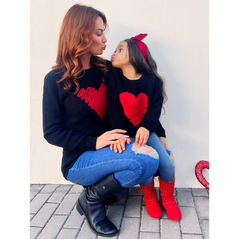 Girls Mommy And Me Love Note Red Heart Sweater - Mia Belle Girls, 3 of 6