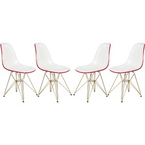 LeisureMod Cresco Modern Acrylic Dining Chairs (Set of 4) – Eiffel Gold Chrome Base, Stylish Accent Chairs for Contemporary Dining Rooms & Kitchens - 1 of 4