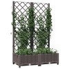 vidaXL Garden Planter with Trellis - Brown Rectangular PP, 31.5"x15.7"x47.8" for Balcony, Terrace, Outdoor Patio, Garden - 3 of 4