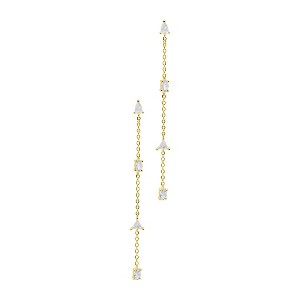 Adornia 14k Gold Plated Chain Sweeper Earrings with Mixed Shape Stones - 1 of 4