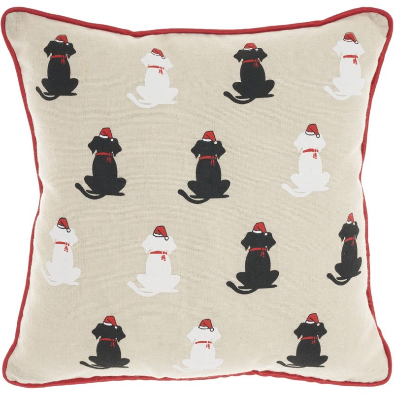 Mina Victory Xmas Christmas Pets Silhouette Holiday 12"x12" Indoor Throw Pillow, 1 of 7