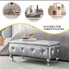 VYNXARIA Upholstered Storage Ottoman Bench For Bedroom End Of Bed Faux Leather Rectangular Storage Benches Footrest For Living Room Entryway (Silver) - 4 of 4