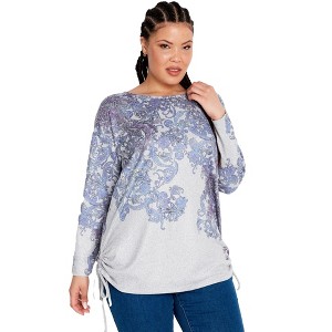 Avenue Women's Plus Size Charlene Side Tie Top - 1 of 4