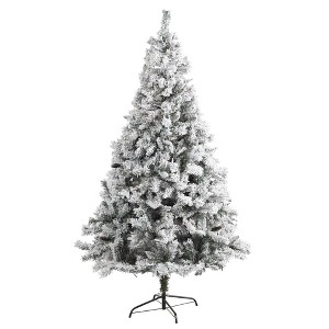 Nearly Natural 7' Flocked White River Mountain Pine Artificial Christmas Tree with Pinecones - 1 of 1