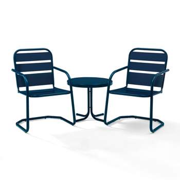 Brighton 3pc Metal Conversation Seating Set - Navy - Crosley