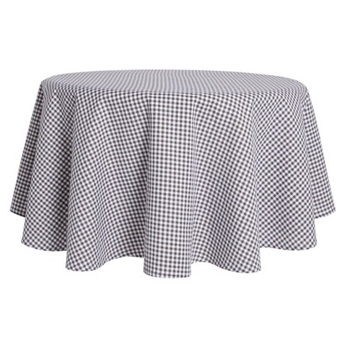 Round Gingham Woven Tablecloth Gray, 70 Round Tablecloth Cotton