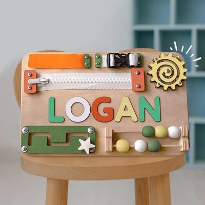Huxxion Personalized Busy Board Name Puzzle - Wooden Montessori Toys | KindlyToys
