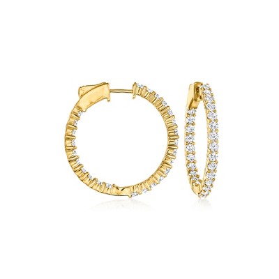 Ross-Simons 2.00 ct. t.w. Diamond Inside-Outside Hoop Earrings in 14kt Yellow Gold