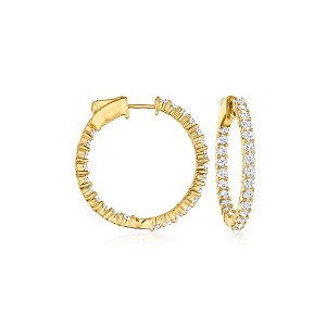 Ross-Simons 2.00 ct. t.w. Diamond Inside-Outside Hoop Earrings in 14kt Yellow Gold - 1 of 4