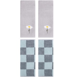REGALWOVEN 4 Pcs Bathroom Pattern Soft Absorbent Cotton Hand Towels - 1 of 4