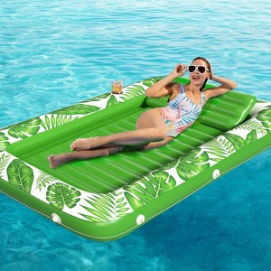 Jasonwell 4-in-1 Inflatable Tanning Lounger, Sun Tan Tub & Pool Raft, Water-Filled Mat/Pad for Adults & Kids (Large), Green - 1 of 4
