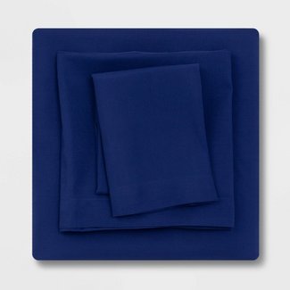 King 400 Thread Count Solid Performance Sheet Set Metallic Blue Threshold Target