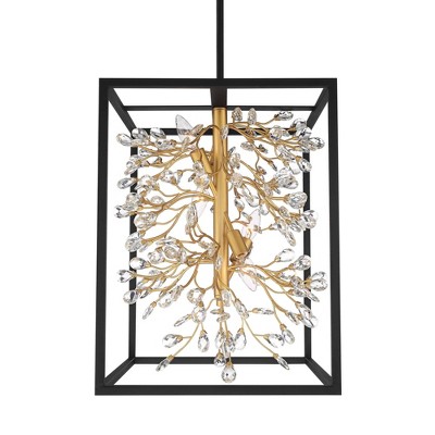 Modern Black and Gold Crystal Pendant Chandelier 19.5" Wide